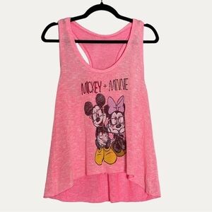 🌺 Mickey & Minnie Neon Barbie Pink Burnout Swing Tank Size S